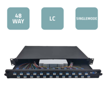 19” Sliding Patch Panel 1U – 24 LCU DX G.657A2 with 24 LCU DX Fibres