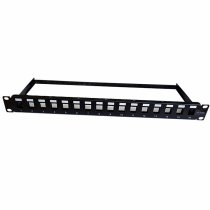 RJ45 Patch Panel 16-Port 1U Empty Black UPTEC