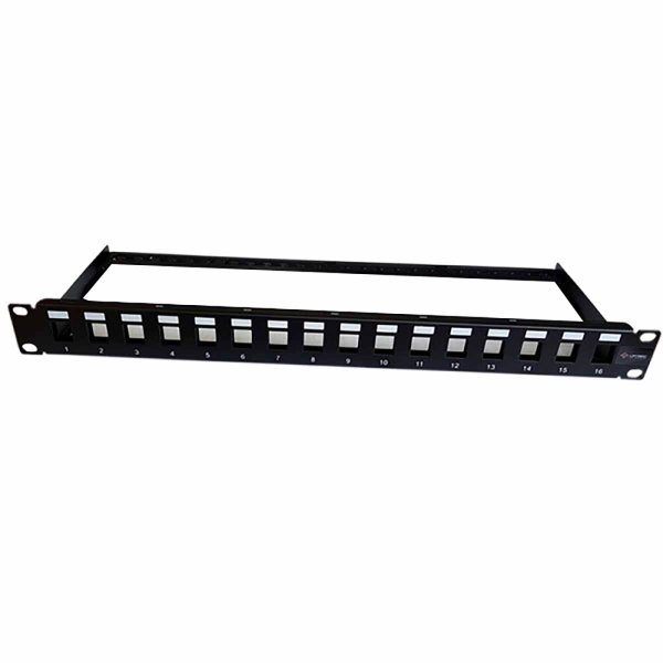 RJ45 Patch Panel 16-Port 1U Empty Black UPTEC