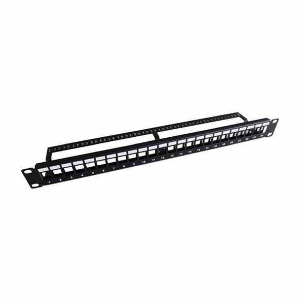 RJ45 Patch Panel 24-port 1U empty black UPTEC