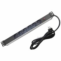 PDU 19″ 1U power strip 6 outlets 2P+T Fuse Lg 3m
