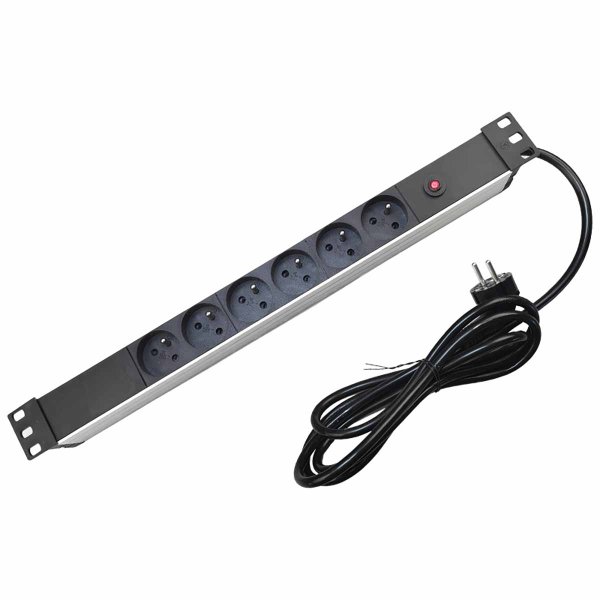 PDU 19" 1U power strip 6 outlets 2P+T Fuse Lg 3m