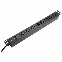 PDU 19″ 1U power strip with 8 C13 outlets, 16A protection, 2m length