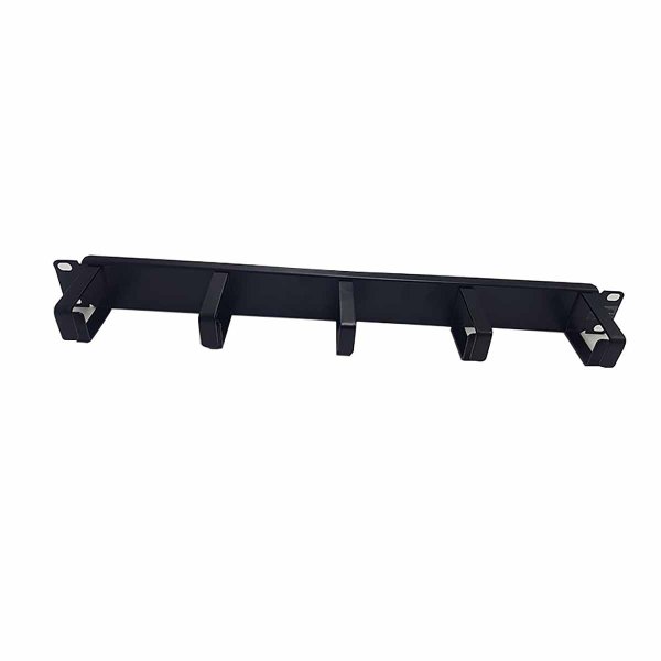 19" 1U Cable Manager Panel with 5 Metal 2.5mm Rings Black