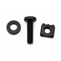 UPTEC Screw Kit/Cage Nut Set – M6 x 20mm – Complete with Nut & Plastic Washer – Black – Pack of 50