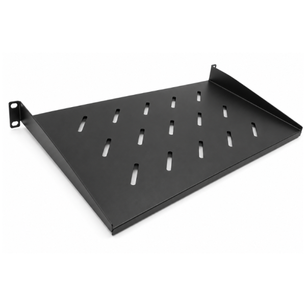 19" 1U Shelf - Depth 350mm - Black - Load 20Kg