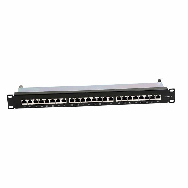 RJ45 Patch Panel 24 Ports 1U equipped CAT6A STP UPTEC