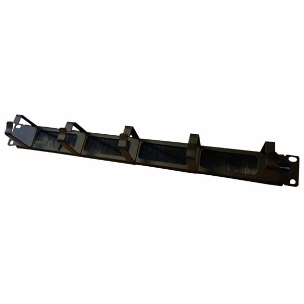 19" 1U Cable Management Brush Panel with 5 Rings