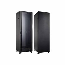 19″ 22U 600x600 Network Rack (800kg load) with Front Glass Door in Black