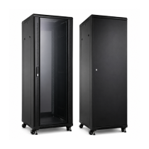 UPTEC 19″ Network Rack – 22U – 600 x 600mm – 800kg – Glass Front Door – Black