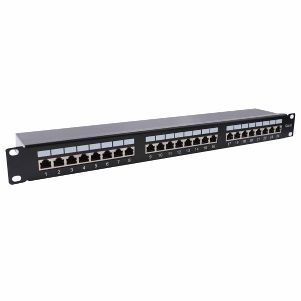 RJ45 Patch Panel 24 ports 1U equipped with CAT6 FTP UPTEC