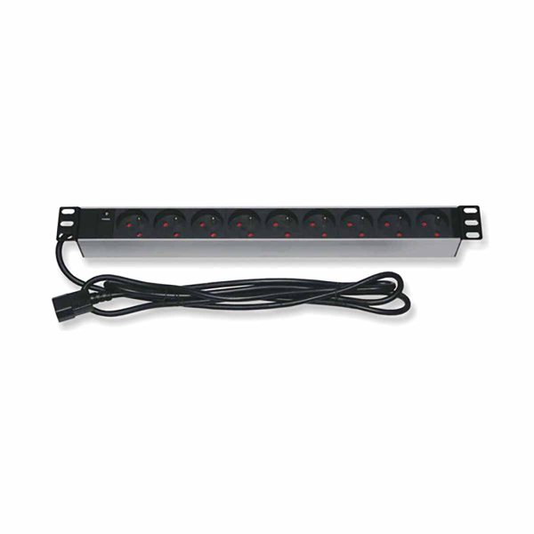 PDU 19" 1U power strip 9 outlets - LED indicator - C14 plug Lg 2.3m