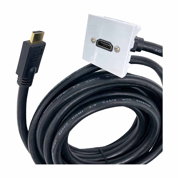45x45 HDMI 2.0 Elbow Faceplate 60° AWG24 -10m