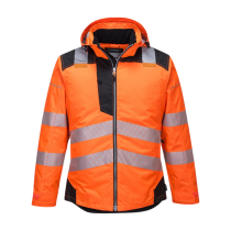 Portwest T400 PW3 Orange/Black Padded Waterproof Hi-Vis Winter Jacket - Various Sizes Available