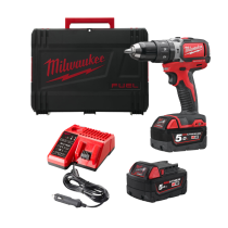 Milwaukee M18™ Brushless Percussion Drill (2 X 5.0Ah batteries, charger, HD Box) M18BLPD2-502X