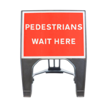 Sign Plastic 600 × 450mm Pedestrians Wait Here (Q-Sign)