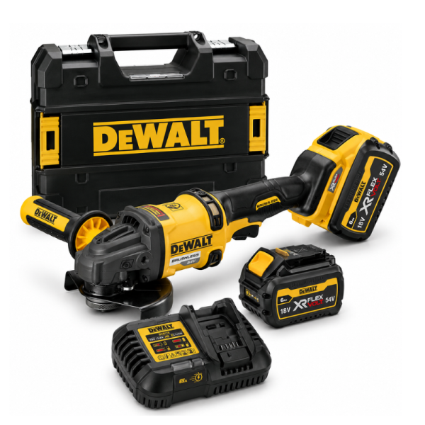 DeWalt XR FLEXVOLT Angle Grinder – 54V – 125mm – 2 x 6Ah Batteries – DCG418T2-GB