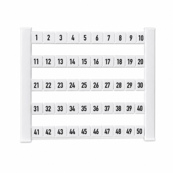 Weidmuller DEK5FW1-50 Horizontal Marker – 5 x 5mm – White – Numbered 1-50
