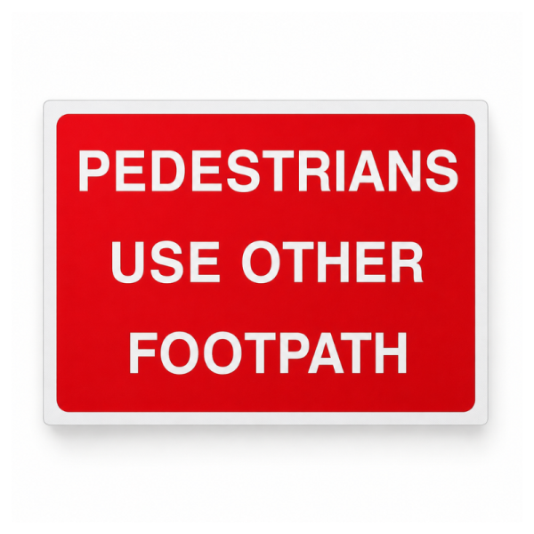 Cone Sign "Pedestrian Please Use Other Footpath" - 600 x 450mm