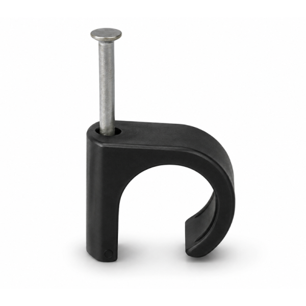 Pro Elec Round Cable Clips – 5mm – Black – Pack of 100