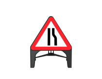 Sign Plastic 750mm Road Narrows Right c/w frame (Q Sign)