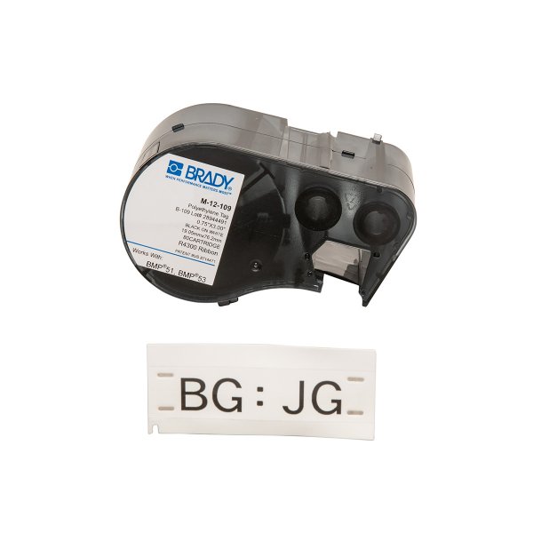Tags Die-cut (BK on WT) 19.05mm Roll of 80 for BMP51 Brady